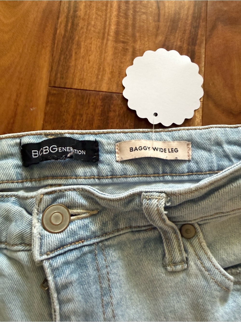 BCBGeneration Light Blue Wide Leg Distressed Jeans - Picture 2 of 4